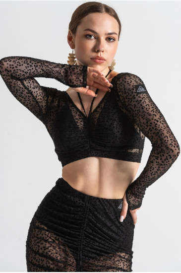 Топ для танцев JEM Т-50 "Lola" Leo Net Black