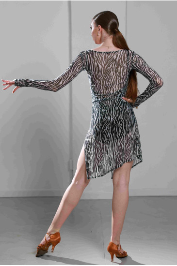 Платье для танцев JEM П-22-01 "Zebra Net White"