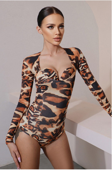 Leopard Print Latin Bodysuit 1984B