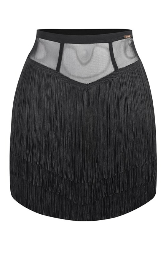 Cпідниця для латини з бахромою ZYM Lat Onyx Fringe 25093H - фото 6